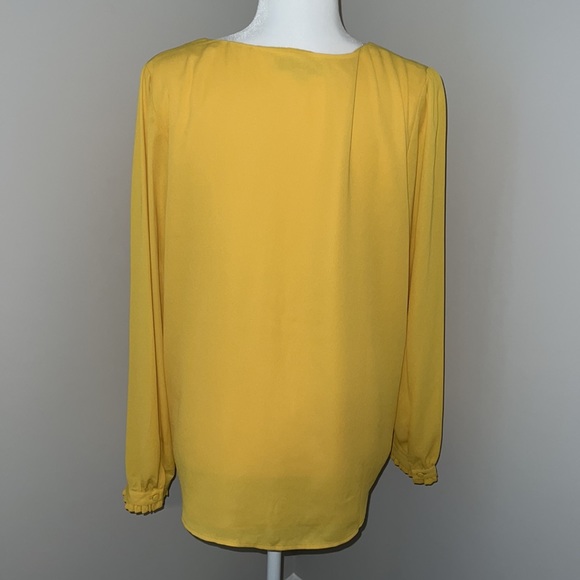 NWOT Loft Gold Mustard Long Sleeve Ruffle Blouse Top L - Picture 3 of 3